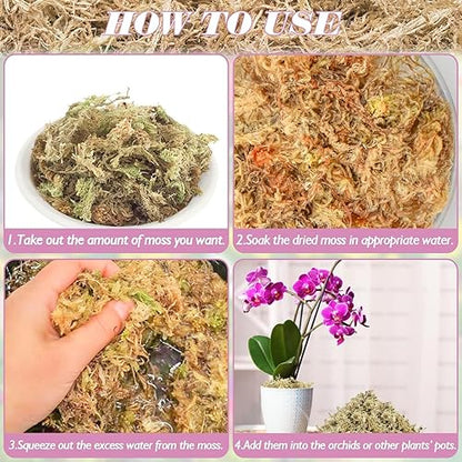 Halatool 4.4 LB Sphagnum Moss for Plants, 85 QT Long Fiber Orchid Moss | Drainage & Moisture Retention, Natural Moss for Ferns, Succulents, Carnivorous, Orchid Repotting, Terrariums, Reptile Bedding - size: 85 qt (4.4 lbs)