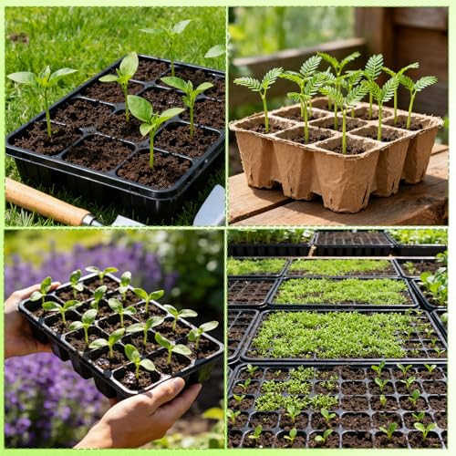 Seedling Transplant Tong & 3pcs Tweezers Set, Stainless Steel Long Thin Seed Starter Seedling Transplanting Pliers Gardening Planting Tool Stuffer Supplies for Plant Lowering Root Damage (Silver)