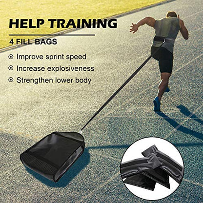 NAIZEA Adjustable Weight Sled Trainer with 4 Sandbags, Sand Sled | Upgrade Sled for Working Out,Speed & Strength Training, Football Blocking Sled, Resistance Running Sled, Outdoor & Indoor Use