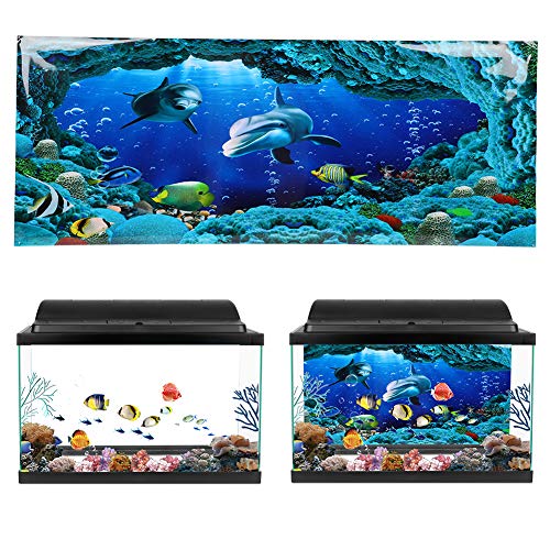 Background Poster Decorative Sea World Paintings PVC Sticker Landscape for Aquarium Fish Tank (61 * 41cm) - size: 61*41cm