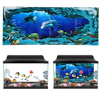 Background Poster Decorative Sea World Paintings PVC Sticker Landscape for Aquarium Fish Tank (61 * 41cm) - size: 61*41cm