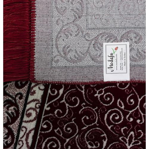 Modefa Muslim Prayer Rug Wide Multi Person Velvet Floral Carpet (Swirl Red) - color: Swirl Red