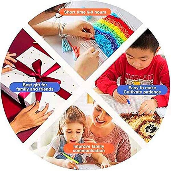 Praying Angel Girl Round Shape Latch Hook Kits Rug Pre-Printed Round Shape DIY Crochet Yarn Embroidery Needlework Hook and Latch Kit Carpet Cushion Home Christmas Decoration 50x50cm(2)