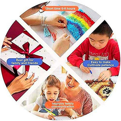Praying Angel Girl Round Shape Latch Hook Kits Rug Pre-Printed Round Shape DIY Crochet Yarn Embroidery Needlework Hook and Latch Kit Carpet Cushion Home Christmas Decoration 50x50cm(2)