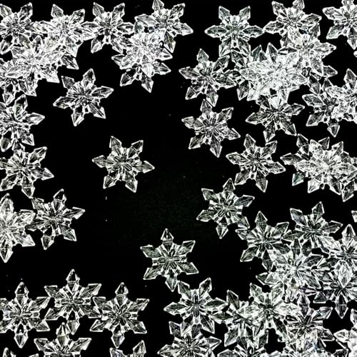 HappyFiller 114 PCS Clear Mini Acrylic Snowflake No Holes for Vase Fillers | Table Scatters,Sensory Bin Filler Gems ,Home Centerpieces,DIY Arts Crafts - color: Clear