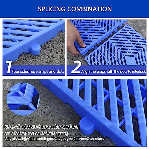 Display Pedestal Stand Plastic Pallet, Indoor/Outdoor Cold Warehouse Shipping Pads, Garage, Easy to Stack-Blue-2 Pack-90x30x3