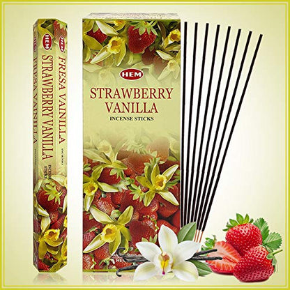 Strawberry Vanilla Incense Sticks and Incense Stick Holder Bundle Insence Insense Hem Incense Sticks - color: Strawberry Vanilla