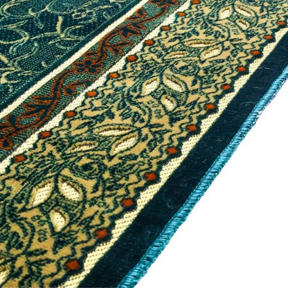 Muslim Prayer Rug, Soft Plush Thin Islamic Prayer Mat, Janamaz, Sajada, Praying Carpet, Islamic Gift, Foldable Portable Turkish Prayer Mat for Men&Women, Lightweight Travel Prayer Rug, 26"x43" - color: Jeddah / Darkgreen