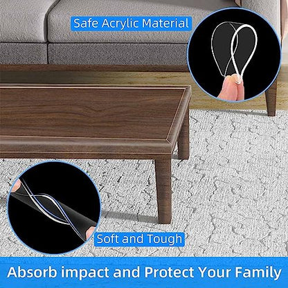 Clear Edge Protector Strip,1 Pack x 1.57in x 9.84FT | 2mm thick，Sharp Edge Wrap Cover Tape, Self Adhesive Protective Bumper Guards for Cabinet Door Desk Bed Furniture Waterproof - size: 1 Pack x 1.57in x 9.84FT