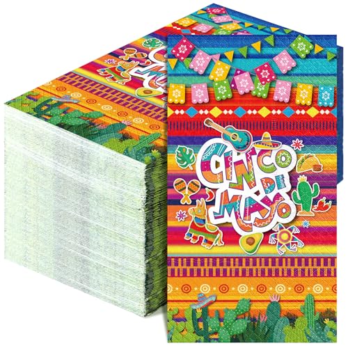 Yeaqee 100 Pcs Eid Mubarak Napkins Ramadan Disposable Mexican Paper Napkins Cinco De Mayo Fiesta Supplies Party Taco Fiesta Guest Hand Towels for Kitchen Party Supplies (Cinco De Mayo) - color: Cinco De Mayo