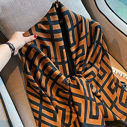FINIZO Women's Fashion Scarves, Lightweight Cotton Blend Neck Scarves - color: 02