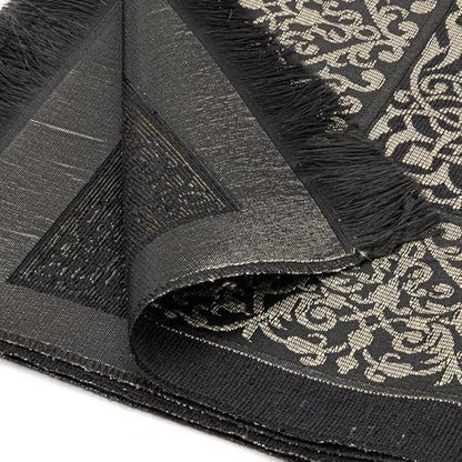 Modefa Islamic Gifts Prayer Mat | Thin Woven Praying Mat Muslim Prayer Rug | Muslim Gifts for Men Ramadan Gifts with Tesbih Prayer Beads | Ottoman Rug with Cylinder Gift Box Set (Black with Box) - color: Black #2