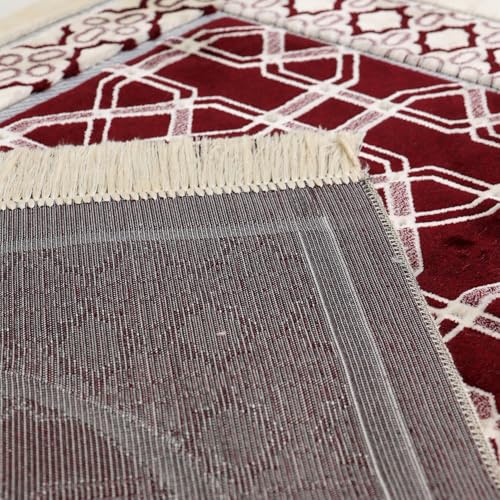 Velvet Muslim Prayer Rug Set with 99 Beads - Brown - color: Brown