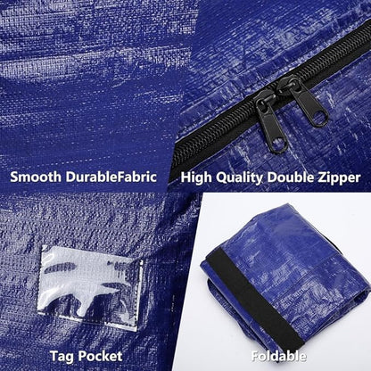 Cryster 10-Pack Blue Moving Bags with Strong Zippers,Heavy Duty Storage Totes With Comfortable Handles,Large Storage Totes for Student Supplies - size: 10 Pack