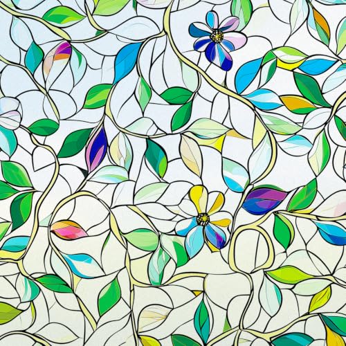 Frosted Glass Window Film, Decorative Sun Heat Blocking,Anti UV Save Energy | Day & Night Opaque, Easy to install, Static Cling Anti-Glare&Removable, Renter Friendly for Front Door & Bathroom,23.5x78.5 - color: Frosted Purple Flower, size: 23.5*78.5