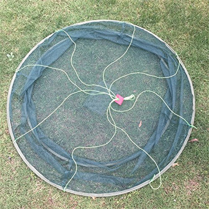 Foldable Fish Catching Net, Hand Cast Cage for Shrimp and Crab - size: Top Dia:39.37" Bottom Dia:31.5"