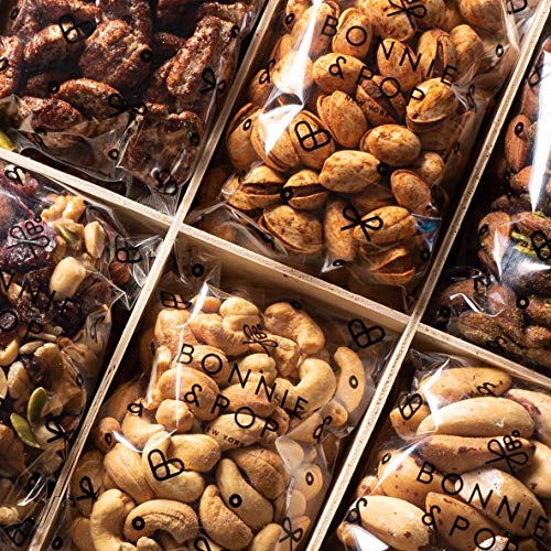 Nut Gift Basket | Healthy Gift of Assorted Nuts in Reusable Wood Crate | Large Variety Tray with Unique Flavors |Fathers Day, Parties, Holidays, Birthday, Sympathy, Office, Thank You, Him, Her | Bonnie & Pop - style: Deluxe