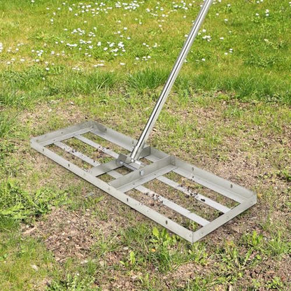 Lawn Leveling Rake – Hand-Pushed Ground Leveler with 30" Stainless Steel Plate, Heavy-Duty Turf & Soil Leveling Tool for Yard, Garden, Driveway & Sports Fields