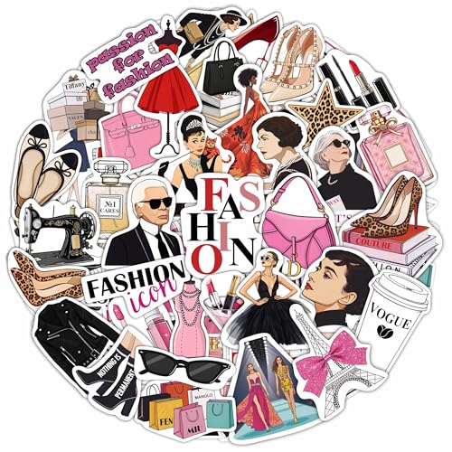 100Pcs Fashion Stickers for Water Bottles and Laptops - Glam, Aethetic Stickers for Scrapbooking - Fashion Gifts for Women, Party Decorations - Celebrity, Beauty Decals - Gifts for Women & Men - color: Fashion Stickers