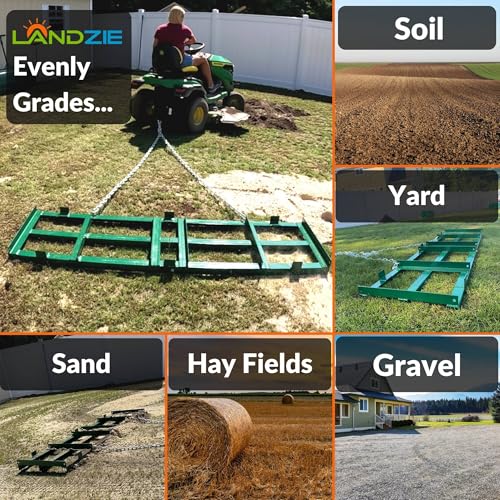 The Original 4FT Drag Harrow Driveway Grader, 46 LB Heavy Duty Tow Behind Lawn and Landscape Rake, Gravel Driveway Drag, Power Rake , Lawn Leveler - style: 4' Level