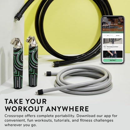 Crossrope Get Strong Weighted Jump Rope Set for Strength | Power Handles with 1 and 2 lb weighted ropes to build power and endurance. Designed for full-body, strength-focused workouts. - size: S - (5' 1" - 5' 5" User Height)