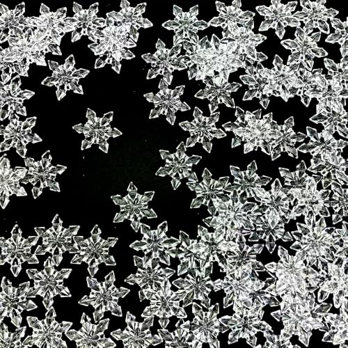 HappyFiller 114 PCS Clear Mini Acrylic Snowflake No Holes for Vase Fillers | Table Scatters,Sensory Bin Filler Gems ,Home Centerpieces,DIY Arts Crafts - color: Clear