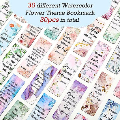 Chinco 30 Pcs Magnetic Bookmarks Christian Bookmarks Bulk Bible Verse Inspirational Scripture Page Clips for Women, Childrens, Kids, Teachers, Mothers Day, Church Supplies, School Gifts (Floral) - style: Floral