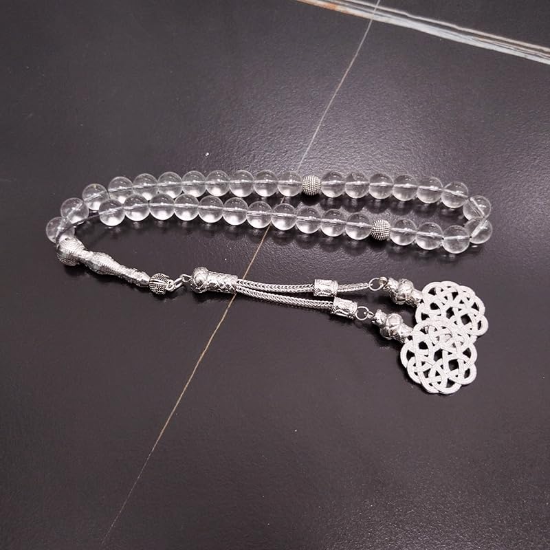 ALBASHAN Tasbih white crystal stone prayer beads Muslim Eid ramadan gift misbaha bracelet Islamic accessories Rosary - size: 8mm x 45beads