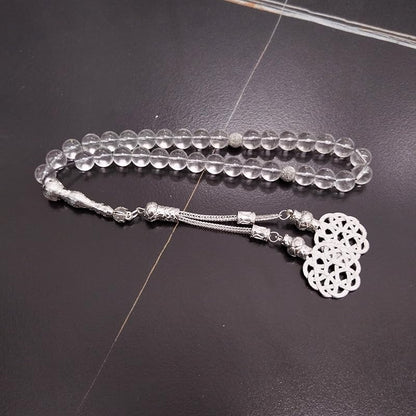 ALBASHAN Tasbih white crystal stone prayer beads Muslim Eid ramadan gift misbaha bracelet Islamic accessories Rosary - size: 8mm x 51beads