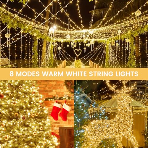 2 Pack 100 LED Battery Operated String Lights, 8 Modes Twinkle Fairy Lights - color: Warm White, size: 2PK(50LED)
