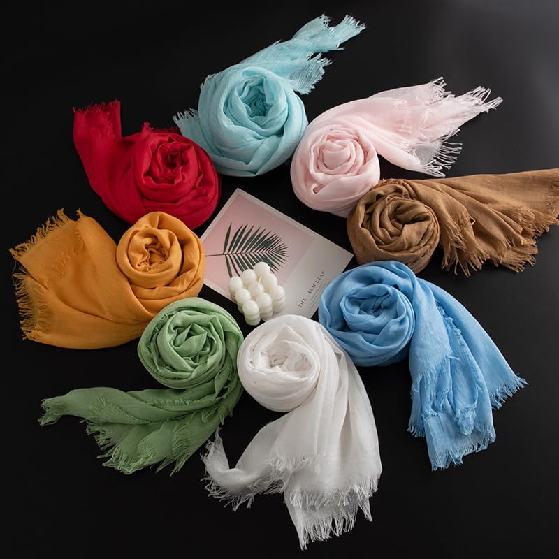 Women Summer Scarfs Large Long Lightweight Linen Beach Gauze Shawl Wrap 75”×40” - color: Wasabi Green