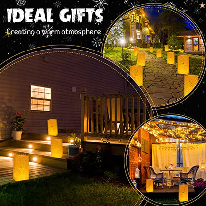 Sabary 50 Sets Luminary Bags with Flameless Tea Lights Outdoor Luminaries LED Lantern Candle Bags for Wedding Birthday Ramadan Christmas Party Decorations Romantic Decor(Xmas Tree) - style: Xmas Tree