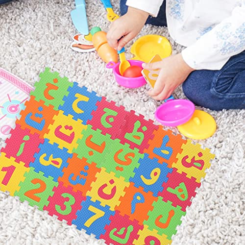 Arabic Alphabet Mat 36pcs Interlocking Alphabet Floor Crawling Play Mat Arabic Letter Learing Flooring Tiles for Bedroom Playroom
