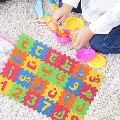 Arabic Alphabet Mat 36pcs Interlocking Alphabet Floor Crawling Play Mat Arabic Letter Learing Flooring Tiles for Bedroom Playroom