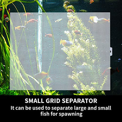 2 Pack Fish Tank Divider with Suction Cup, Aquarium Divider Plastic Cuttable Grid Plate for Juvenile Fish Separator DIY Designed Clear Easy to Bent Cut and Assemble, 10x13in - size: 10x13in