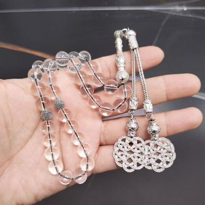 ALBASHAN Tasbih white crystal stone prayer beads Muslim Eid ramadan gift misbaha bracelet Islamic accessories Rosary - size: 10mm x 33beads