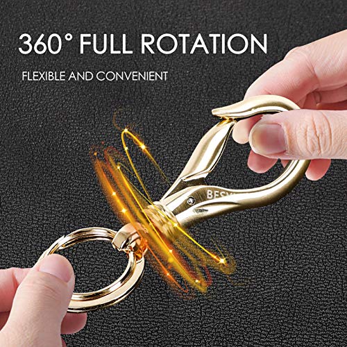 Swivel Snap Hook Keychain with 2 Key Rings, Zinc Alloy, 3.62in, Heavy Duty for Men and Women
