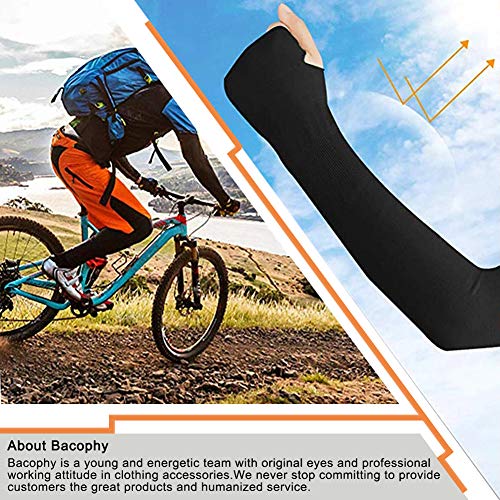 Bacophy 3 Pairs Arm Sleeves with Thumb Holes Women Men UV Protection Cooling, UPF 50 Compression Long Arm Cover - color: 3-pairs Blue Camo+orange Camo+green Camo