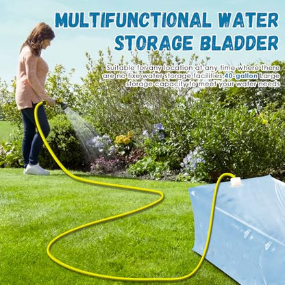 Buzzlett 3 Pcs 40 Gallon Water Storage Bladder, Foldable and Resuable | Heavy Duty Food-Grade Plastic Bag, BPA-Free, Ideal for Emergency Water Bank, Camping, Gardening & Agricultural Irrigation