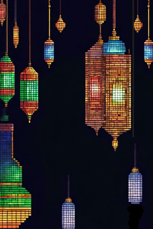 Islamic Notebook / Journal/ Diary/ Planner 120 Lined Pages 6x9inch ( Islamic Lanterns - FAWANIS 6 ): Gift for Muslims and Muslimas for Ramadan, Eid, Hadj and Umra