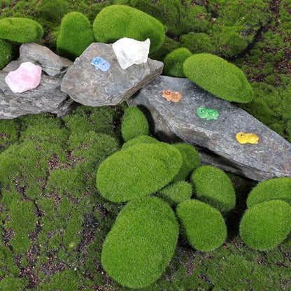 80 PCS Artificial Moss Rocks 5 Size Decorative Moss Stones Green Moss Covered Stones Fake Moss Rocks Decor for Floral Arrangements Crafting