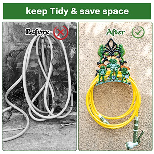Sungmor Cast Iron Wall Mounted Garden Hose Holder - Five Frogs Rack | Large Capacity & Heavy Duty Cast Iron Water Hose Holder for Outside,Watering Hose Metal Stand Sturdy Pipe Hanger - color: Shape D-frog