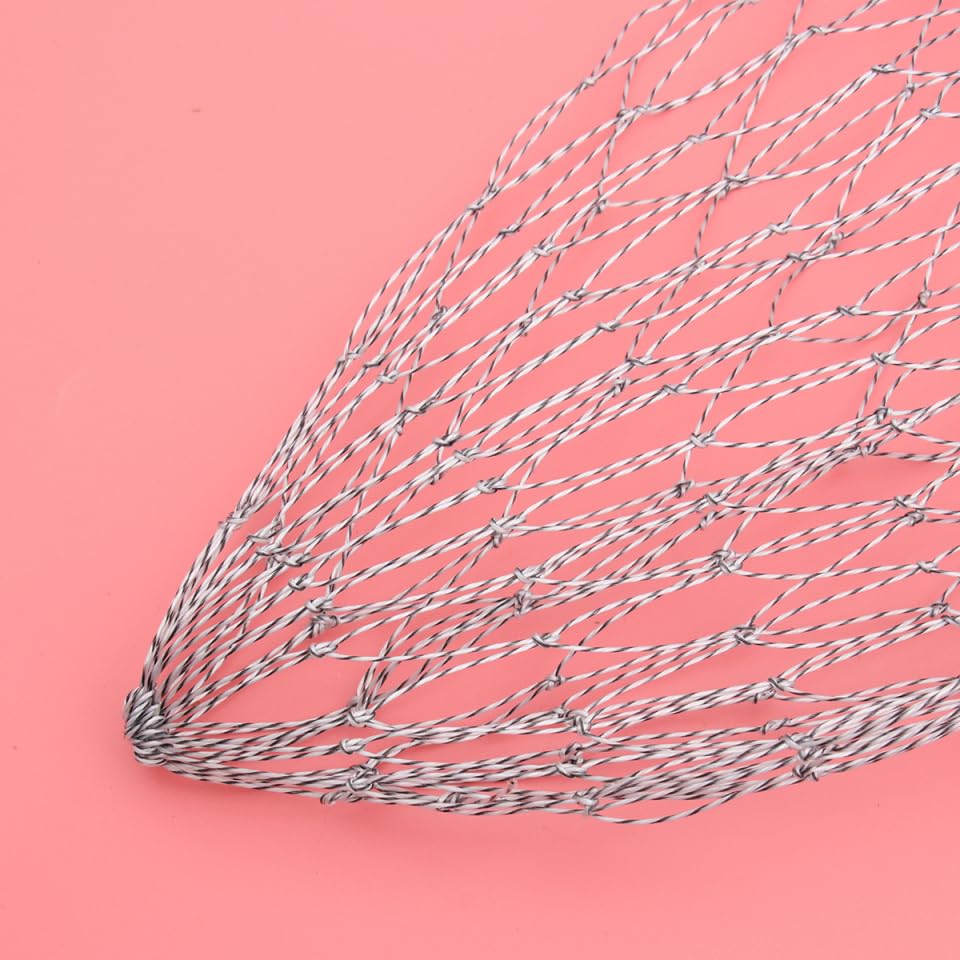Abaodam Fish Net Bag Accessories Mesh Collapsible Fishing Net Replacement Fishing Net Pole Foldable Fishing Trap - color: Silver