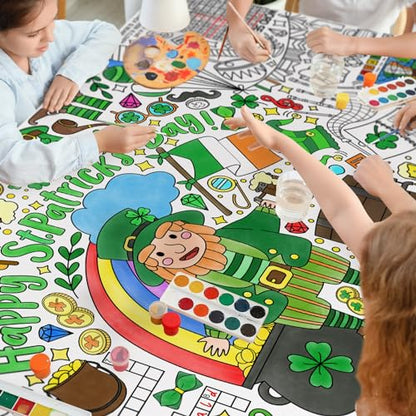 Gatherfun 성 패트릭의 날 교실 벽용 컬러링 포스터 - 다용도 79.2 x 182.9cm(31.5 x 72인치) 아일랜드 테마 활동 포스터/테이블 커버, 학교 파티, 성 패트릭의 날 파티 장식 - style: 성 패트릭