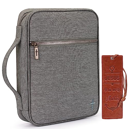 Montana West Bible Cover for Women Men with Leather Bookmark Book Carrying Cases Church Bag for Outdoor Protective - color: Grey