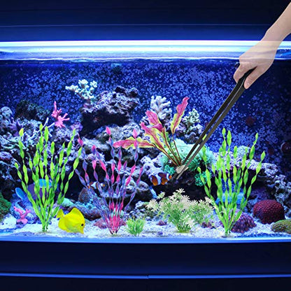 Aquarium Tweezers Extra Long 15 inches, Luxiv Stainless Steel Straight and Curved Tweezers 38cm Extra Long Tweezers for Fish Tank Plant Aquascape Tools, Feeding Tongs (15 inches, Black) - color: Black