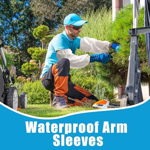 Yzurbu 2 Pairs Arm Sleeves Covers, Soft Waterproof Oil-proof Sleeves Protector for Arm with Elastic on Cuffs - color: White - 2 Pairs