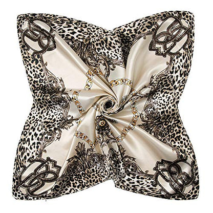 YOUR SMILE Silk Like Scarf Women's Fashion Pattern Large Square Satin Headscarf Headdress - color: 143