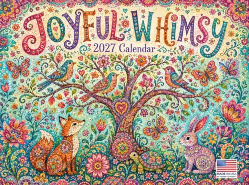 Joyful Whimsy Colorful Folk Art 2027 Wall Calendar Quotes - color: Joyful Whimsy