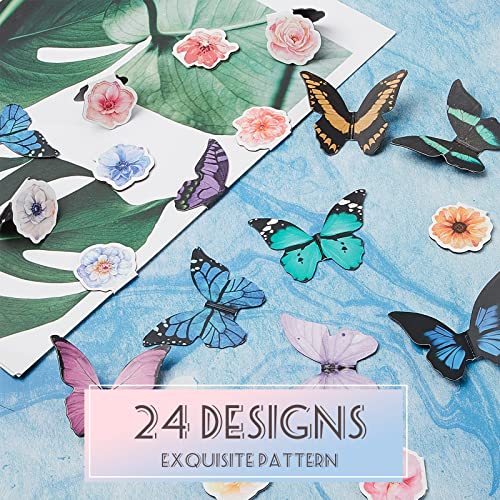 Faccito 24 Pieces Butterfly Magnetic Bookmarks Cute Magnet Page Foldable Page Markers Flower Butterfly Bookmarks Clip for Women Students Book Lovers Reading, Office Christmas Supplies Gifts